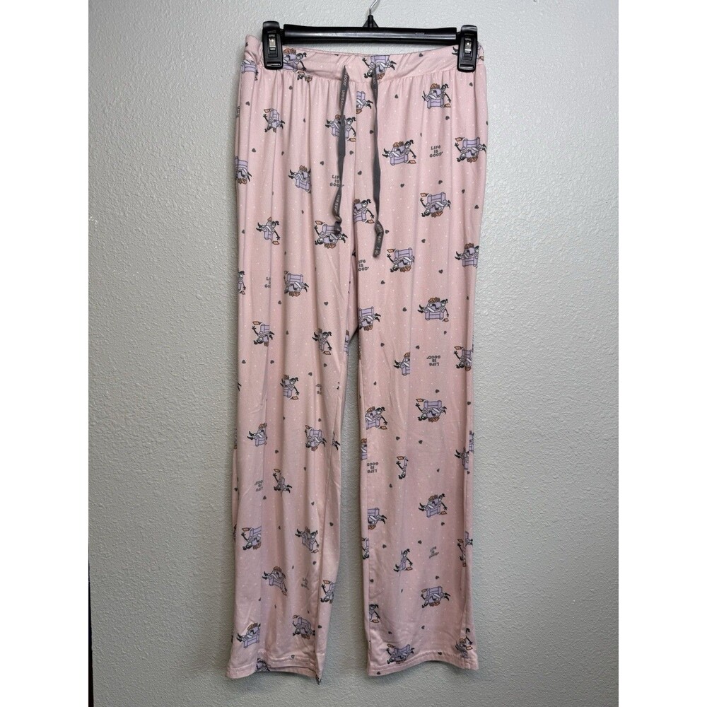 Life Is Good Sleep Pants Womens Small Pink Cats Print Lounge Pajama Comfy